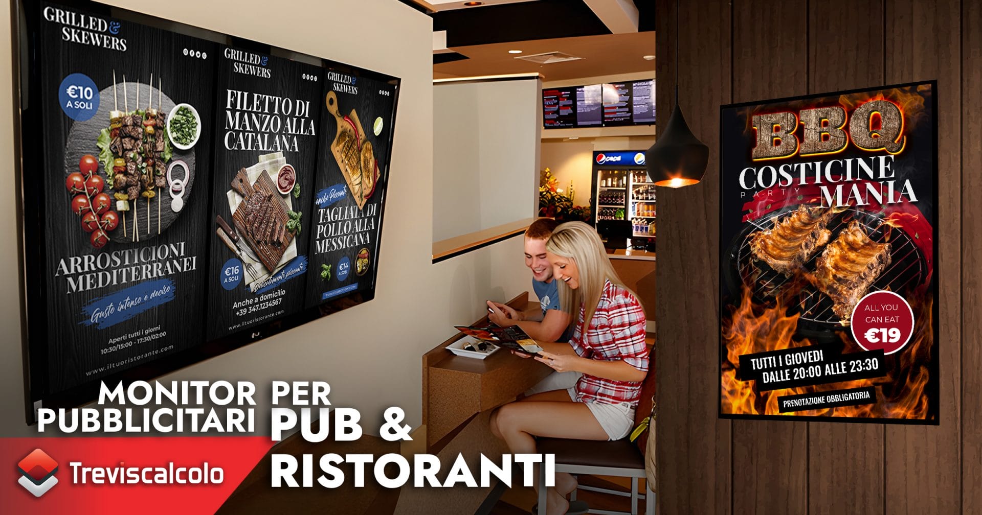 Monitor pubblicitari per Pub e Ristoranti